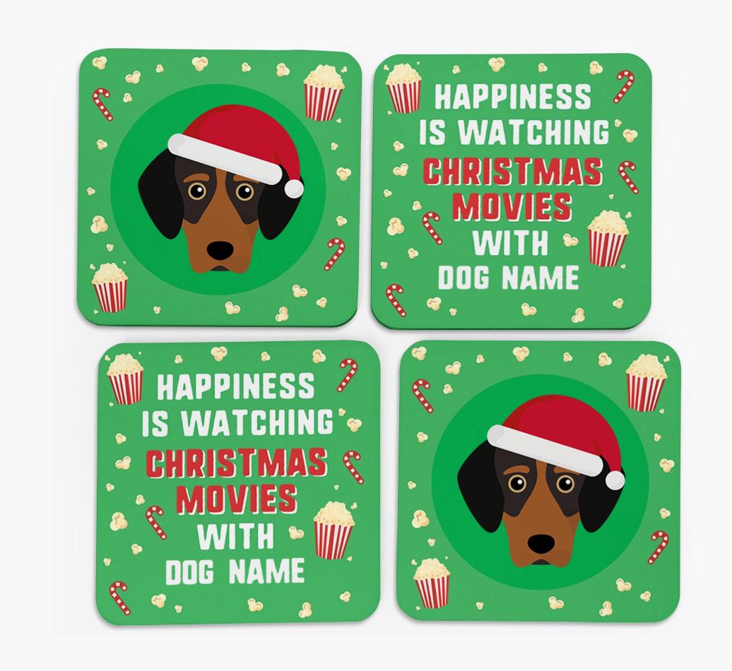 'Christmas Movies with {dogsName}' - Personalised {breedFullName} Coasters