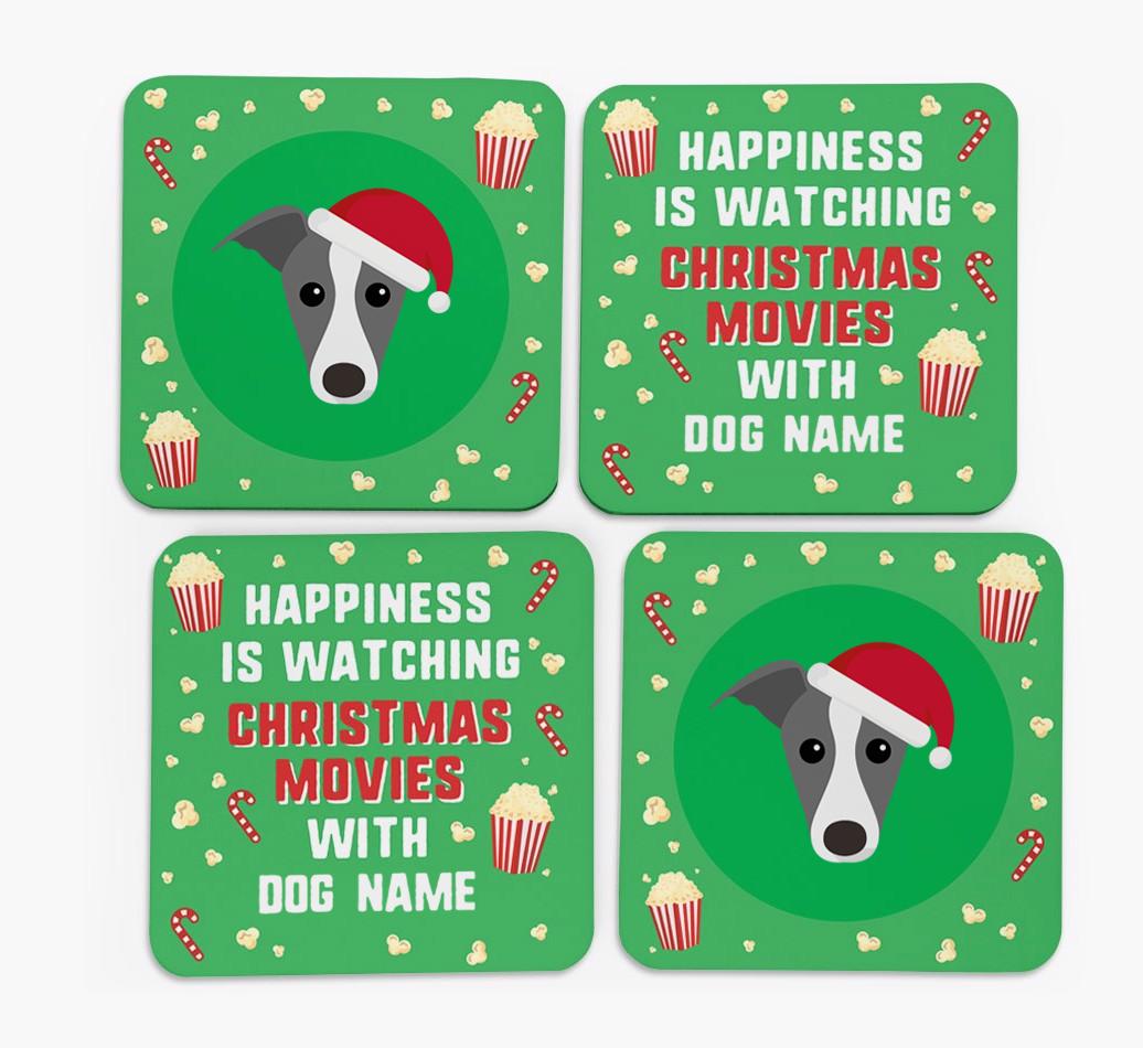 'Christmas Movies with {dogsName}' - Personalised {breedFullName} Coasters