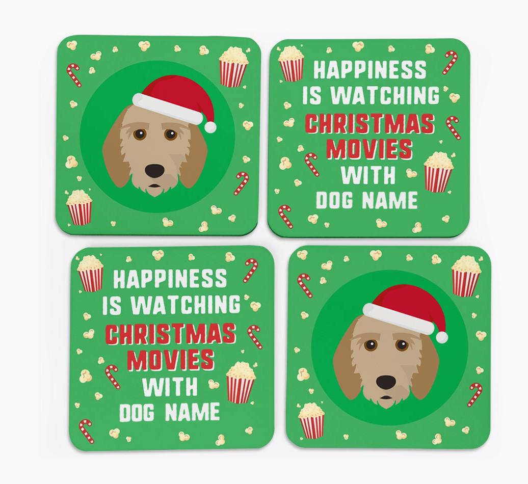 'Christmas Movies with {dogsName}' - Personalised {breedFullName} Coasters