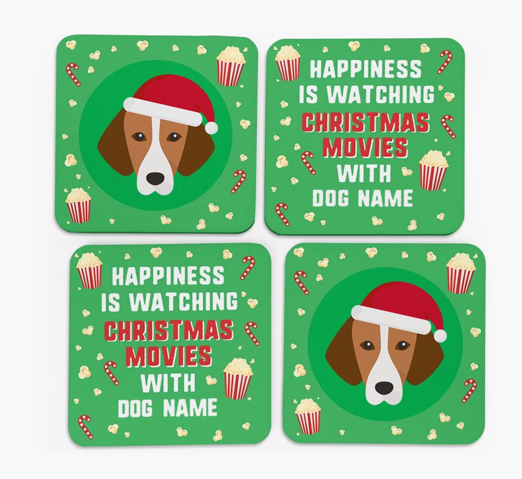 'Christmas Movies with {dogsName}' - Personalised {breedFullName} Coasters