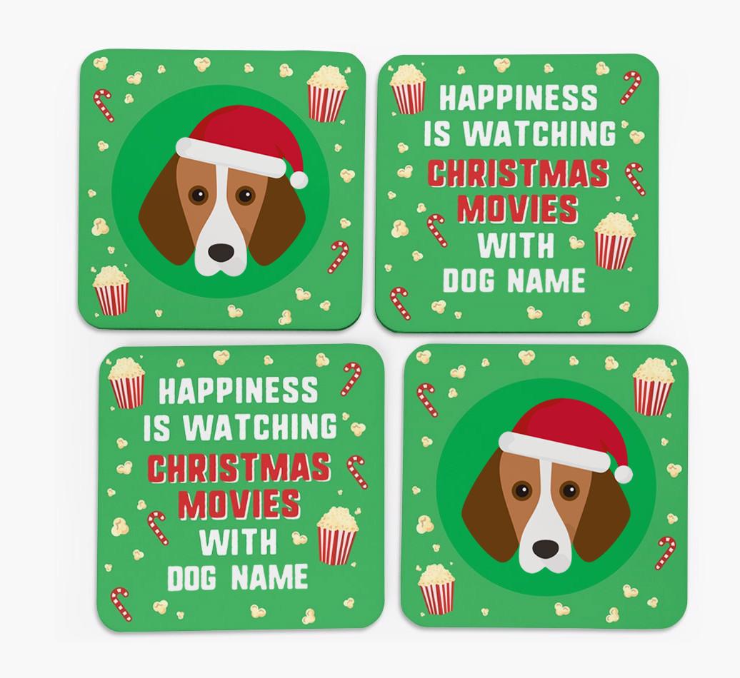 'Christmas Movies with {dogsName}' - Personalised {breedFullName} Coasters