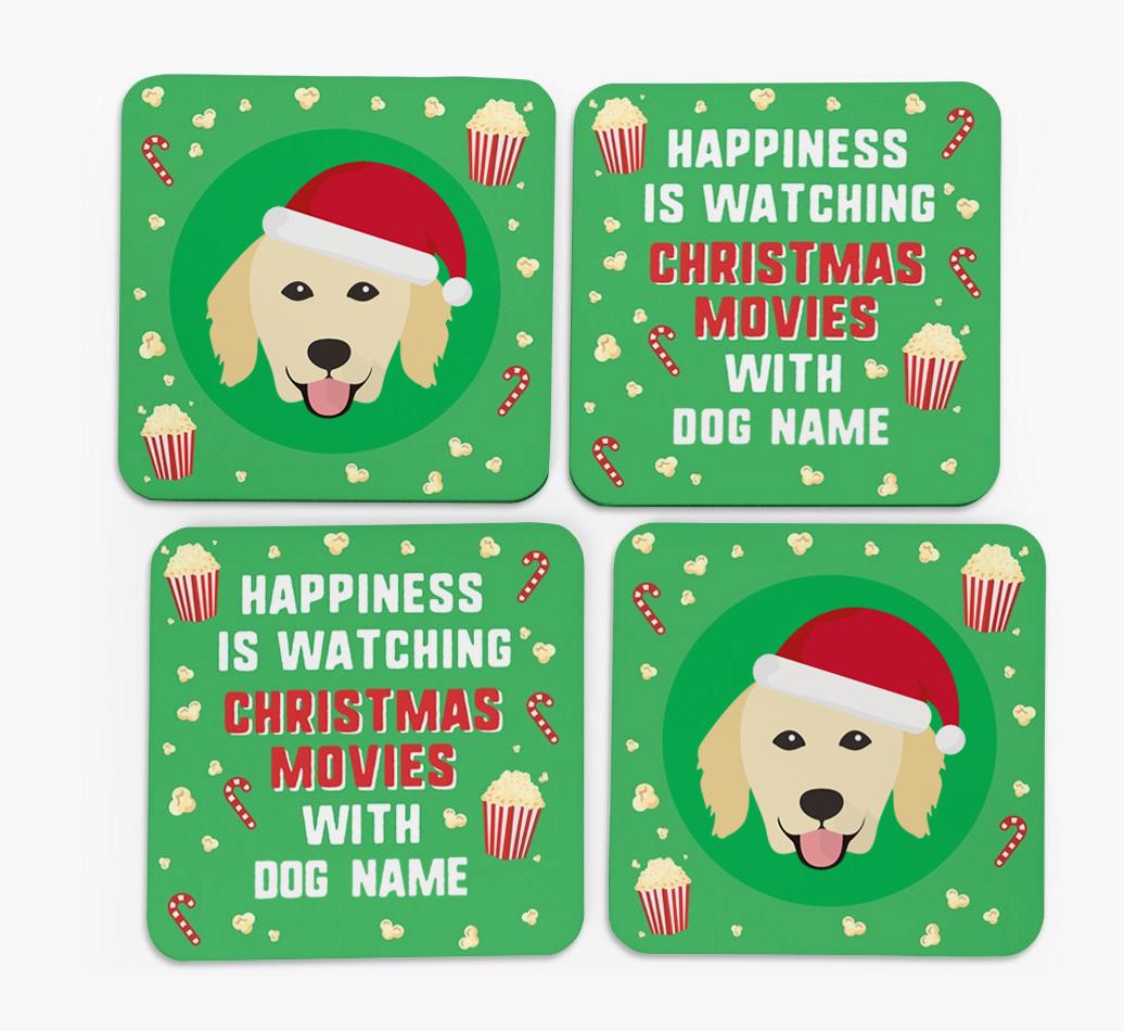 'Christmas Movies with {dogsName}' - Personalised {breedFullName} Coasters