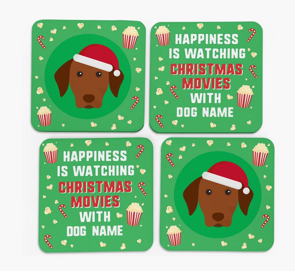 'Christmas Movies with {dogsName}' - Personalised {breedFullName} Coasters