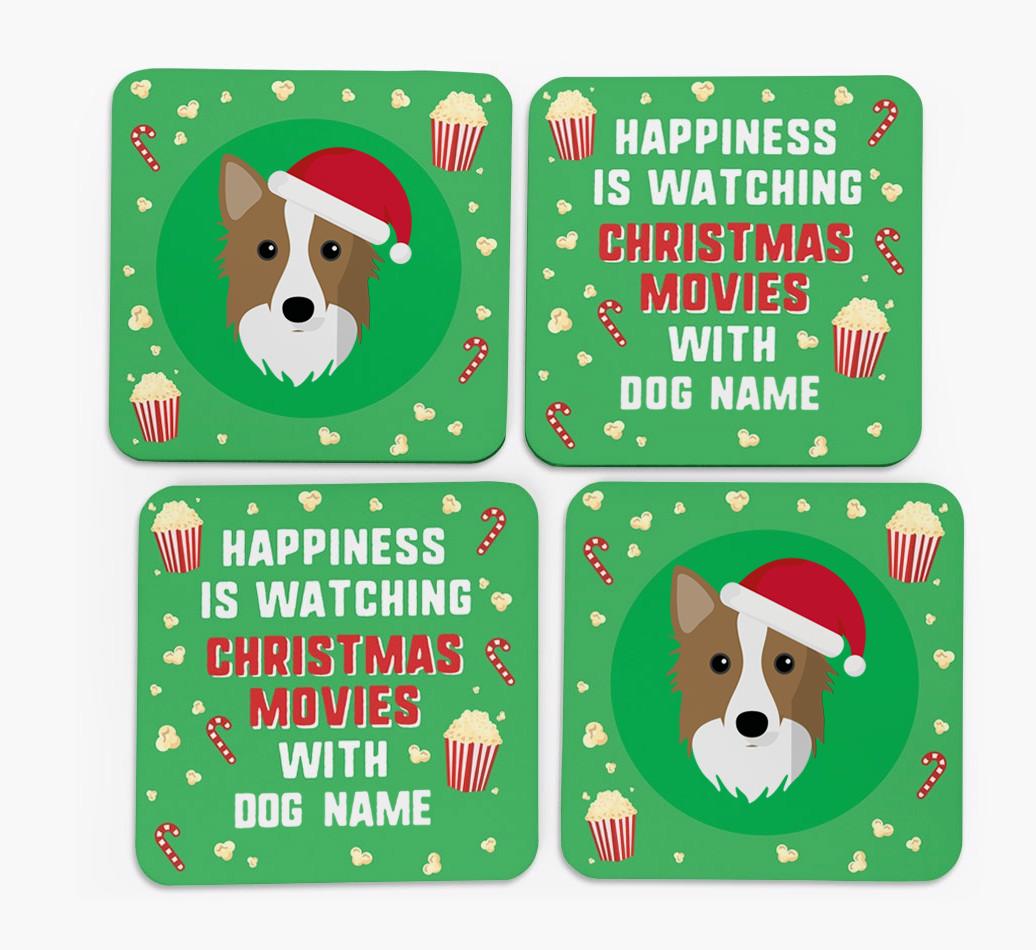 'Christmas Movies with {dogsName}' - Personalised {breedFullName} Coasters