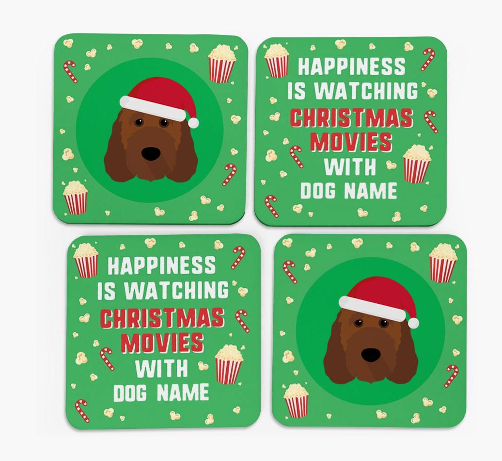 'Christmas Movies with {dogsName}' - Personalised {breedFullName} Coasters