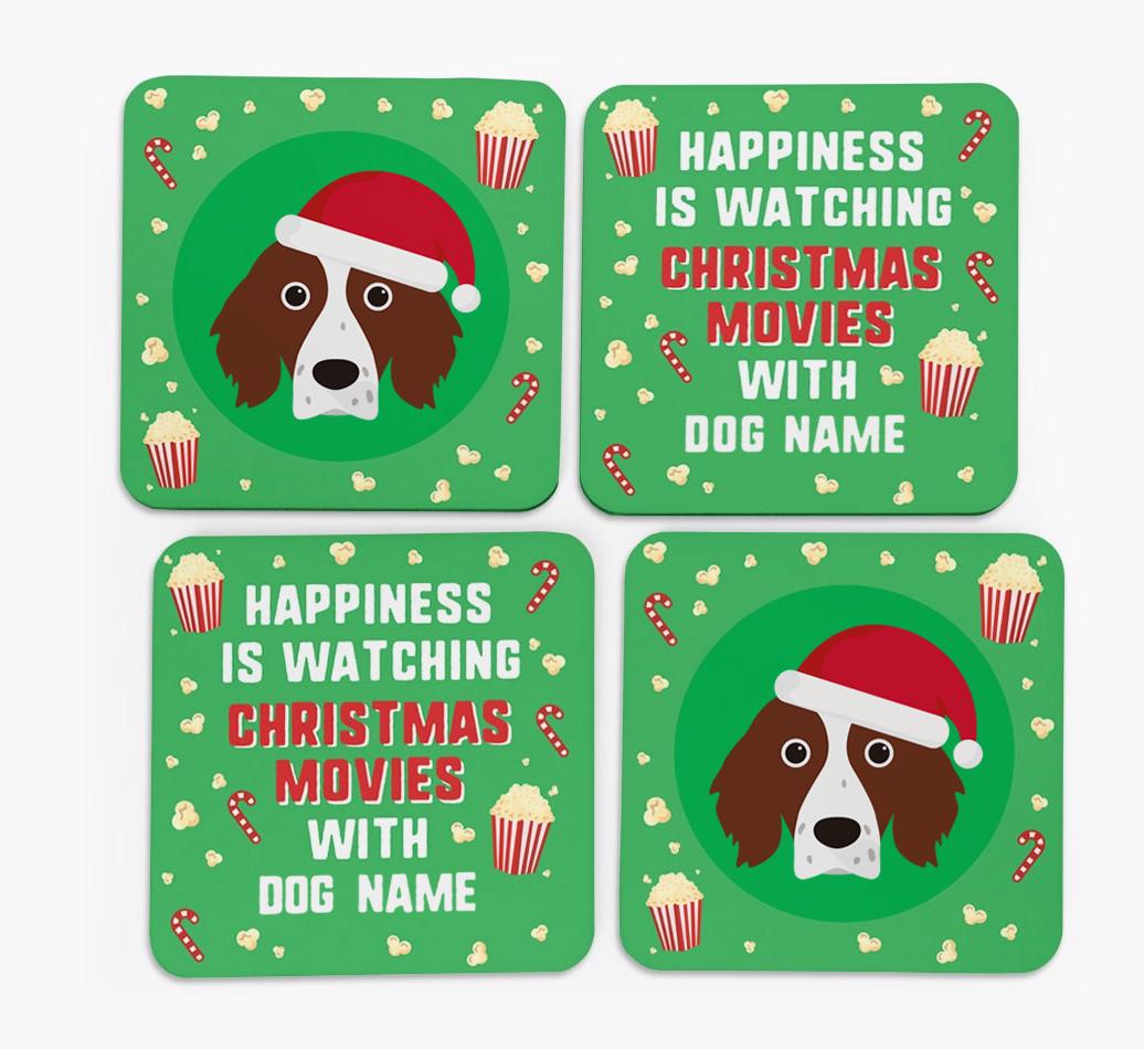 'Christmas Movies with {dogsName}' - Personalised {breedFullName} Coasters