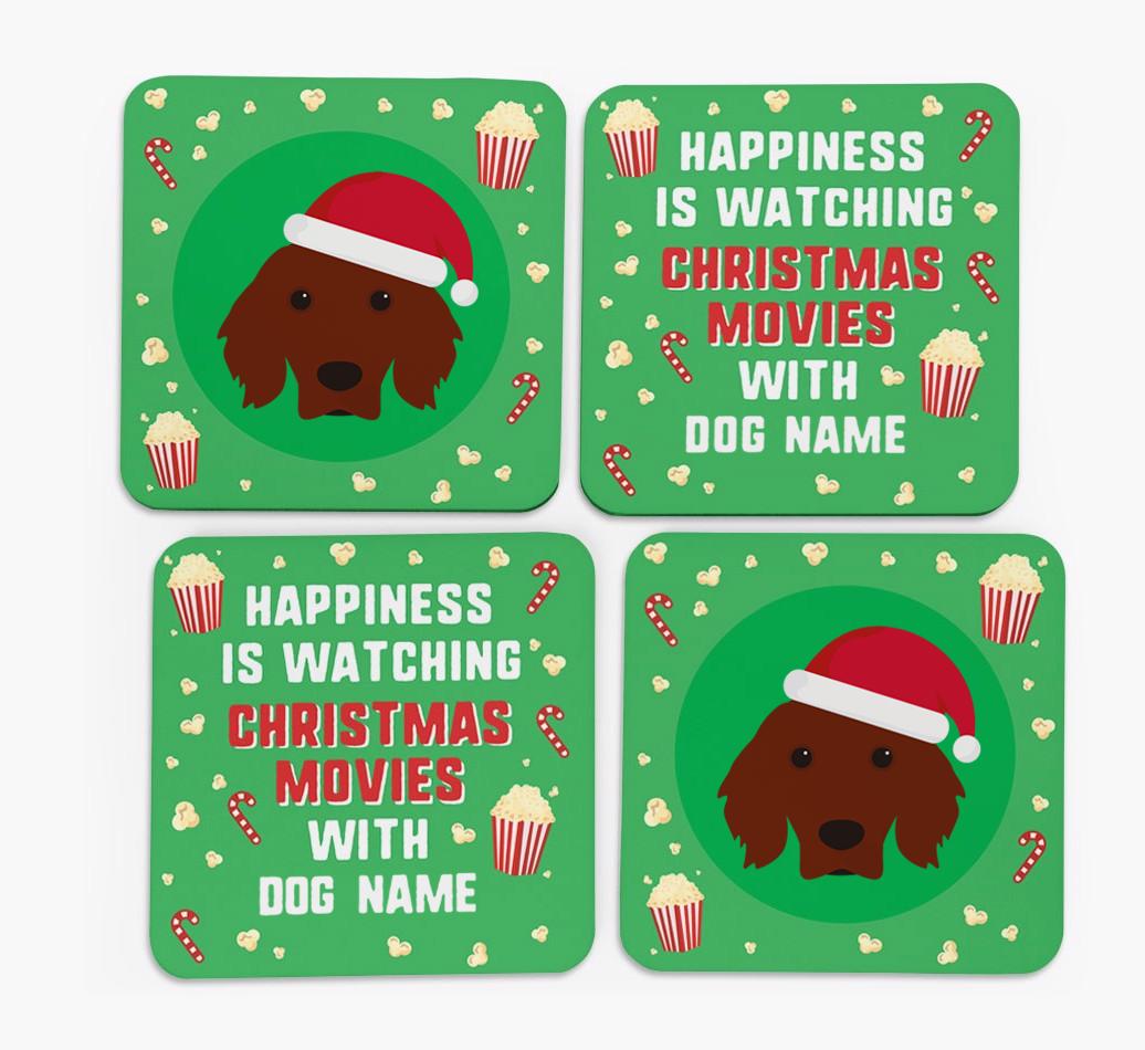 'Christmas Movies with {dogsName}' - Personalised {breedFullName} Coasters