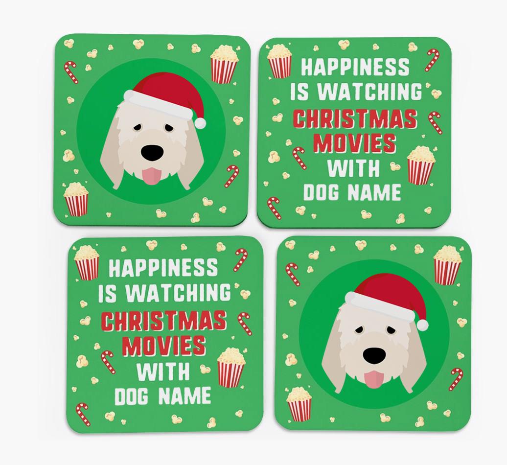 'Christmas Movies with {dogsName}' - Personalised {breedFullName} Coasters