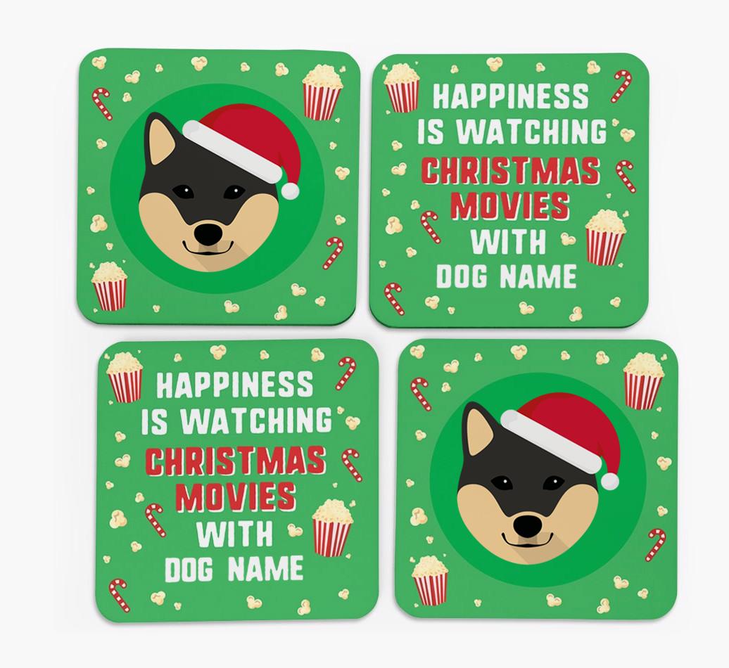 'Christmas Movies with {dogsName}' - Personalised {breedFullName} Coasters