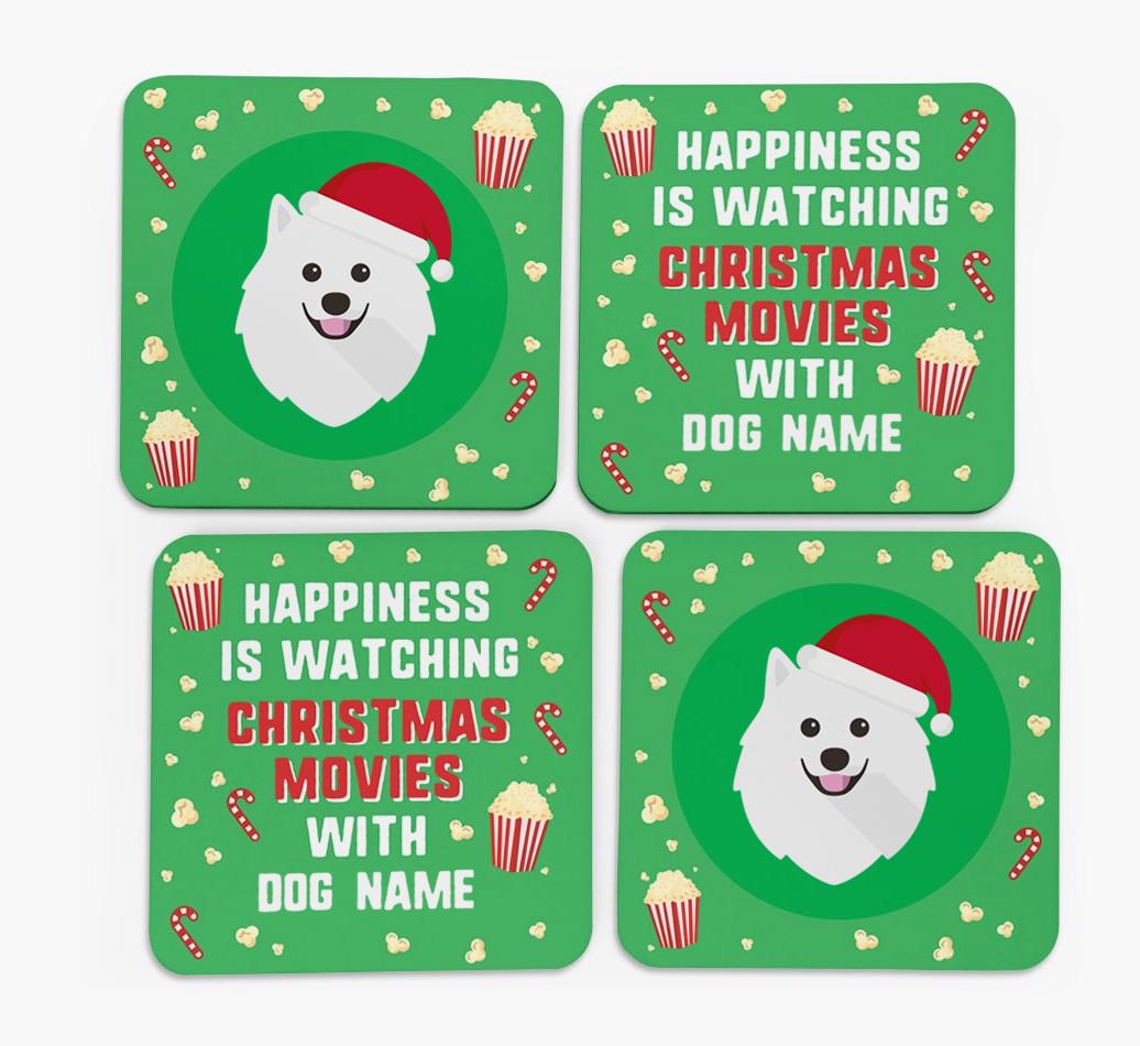 'Christmas Movies with {dogsName}' - Personalised {breedFullName} Coasters