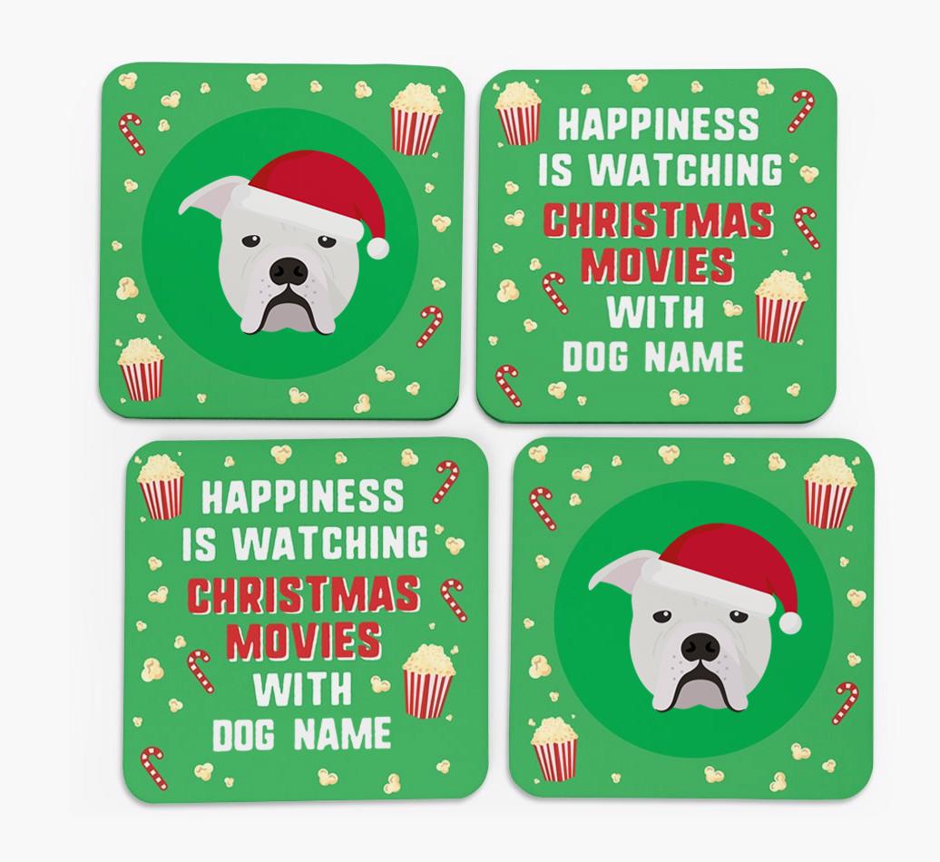 'Christmas Movies with {dogsName}' - Personalised {breedFullName} Coasters