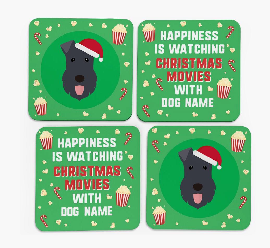 'Christmas Movies with {dogsName}' - Personalised {breedFullName} Coasters