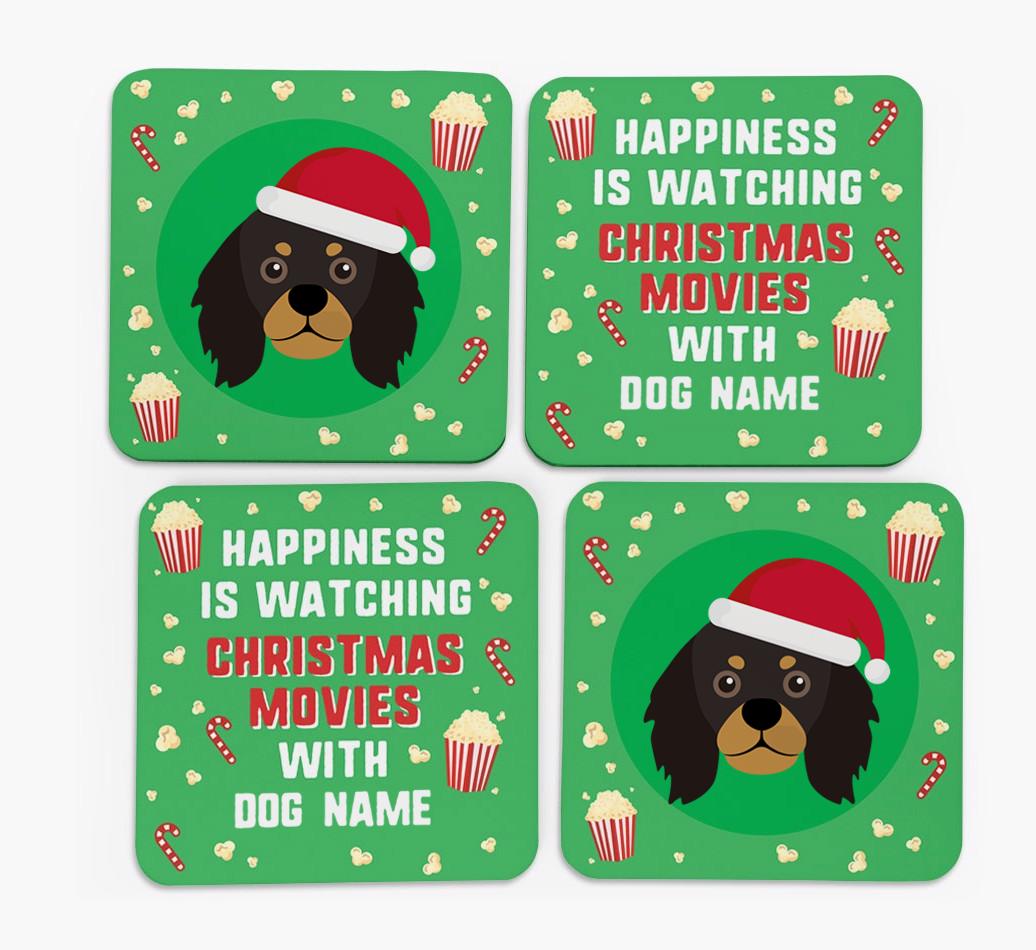 'Christmas Movies with {dogsName}' - Personalised {breedFullName} Coasters