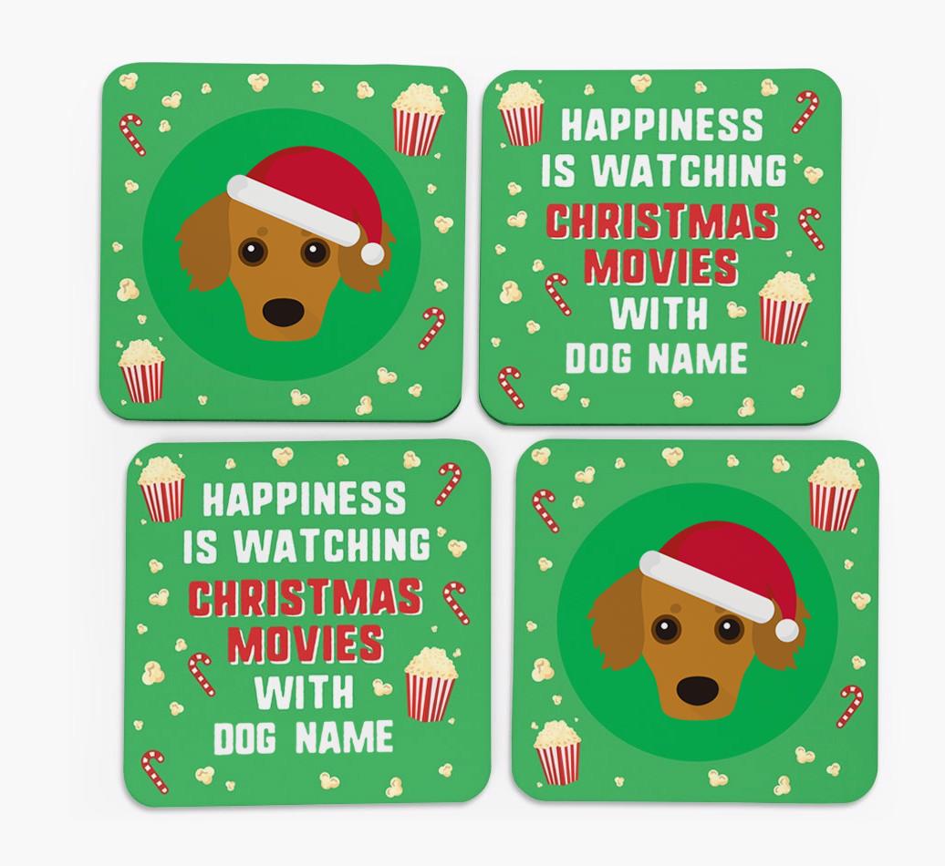 'Christmas Movies with {dogsName}' - Personalised {breedFullName} Coasters