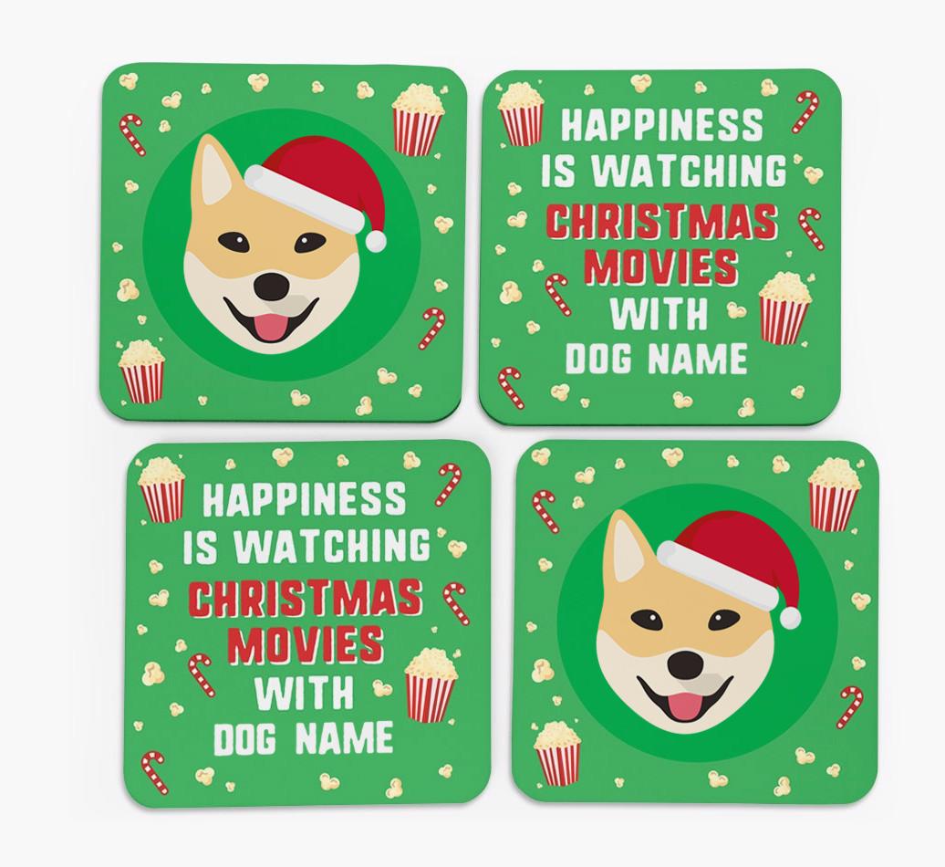 'Christmas Movies with {dogsName}' - Personalised {breedFullName} Coasters