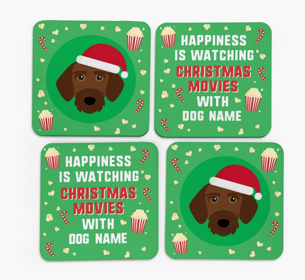 'Christmas Movies with {dogsName}' - Personalised {breedFullName} Coasters