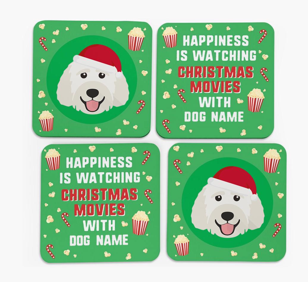'Christmas Movies with {dogsName}' - Personalised {breedFullName} Coasters