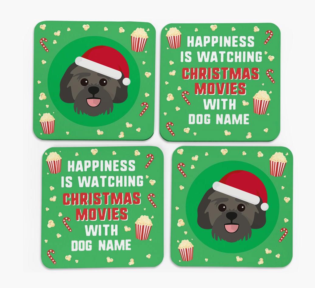 'Christmas Movies with {dogsName}' - Personalised {breedFullName} Coasters