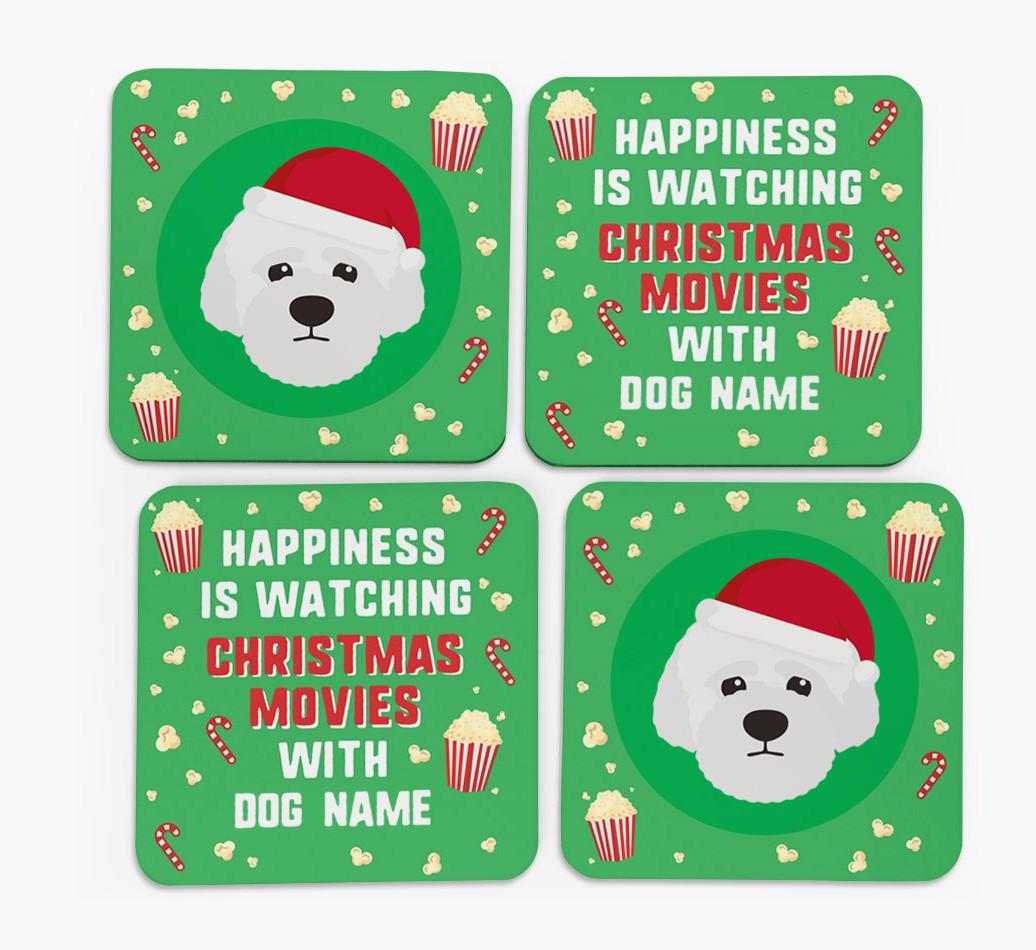 'Christmas Movies with {dogsName}' - Personalised {breedFullName} Coasters