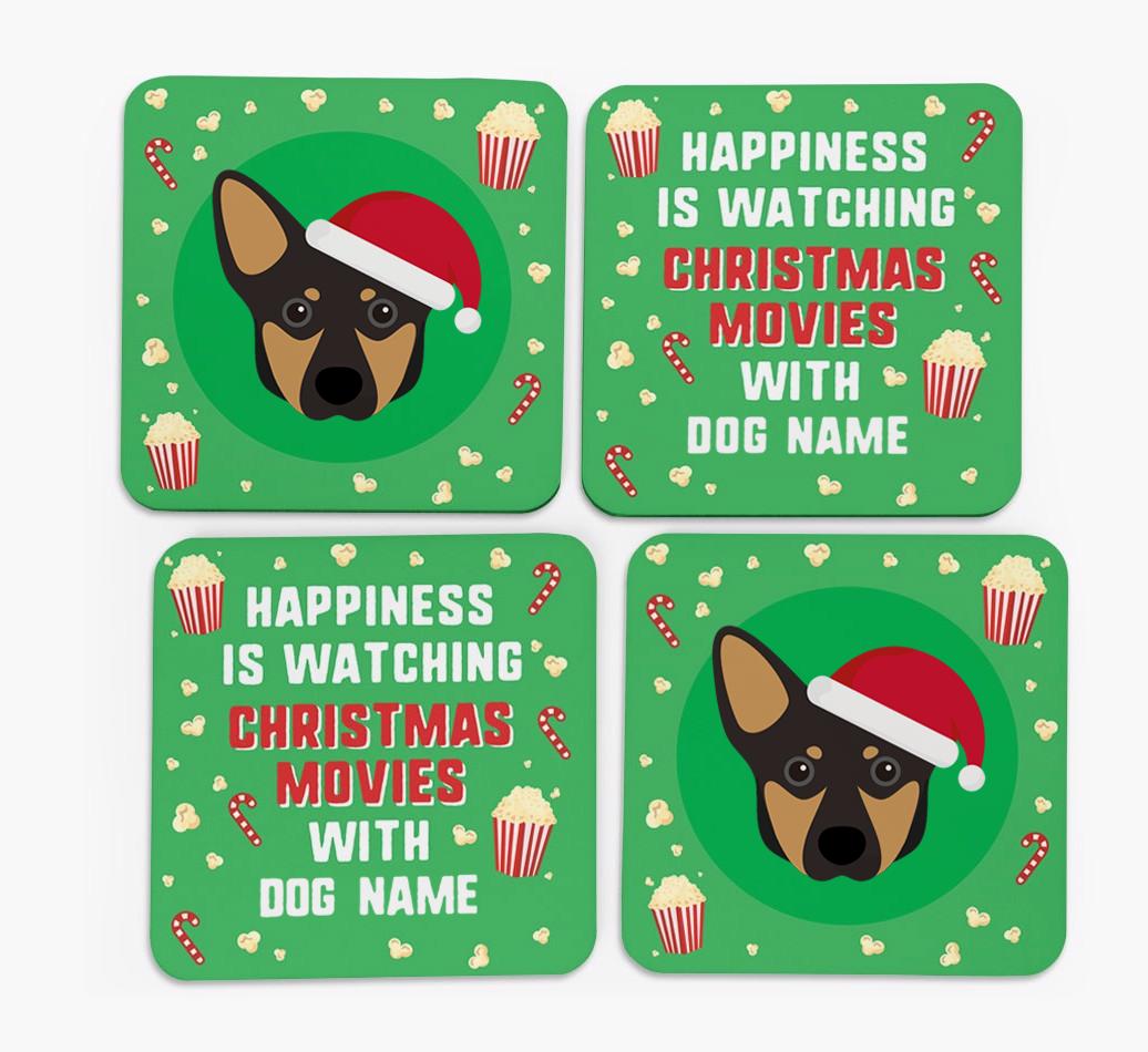 'Christmas Movies with {dogsName}' - Personalised {breedFullName} Coasters