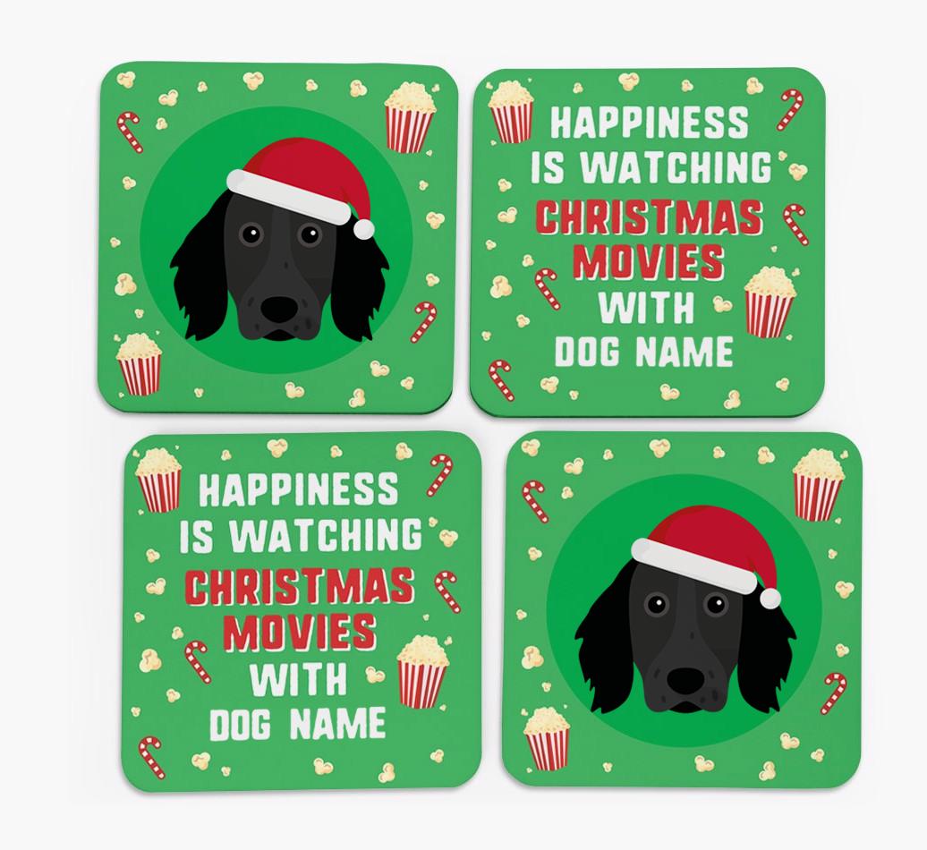 'Christmas Movies with {dogsName}' - Personalised {breedFullName} Coasters
