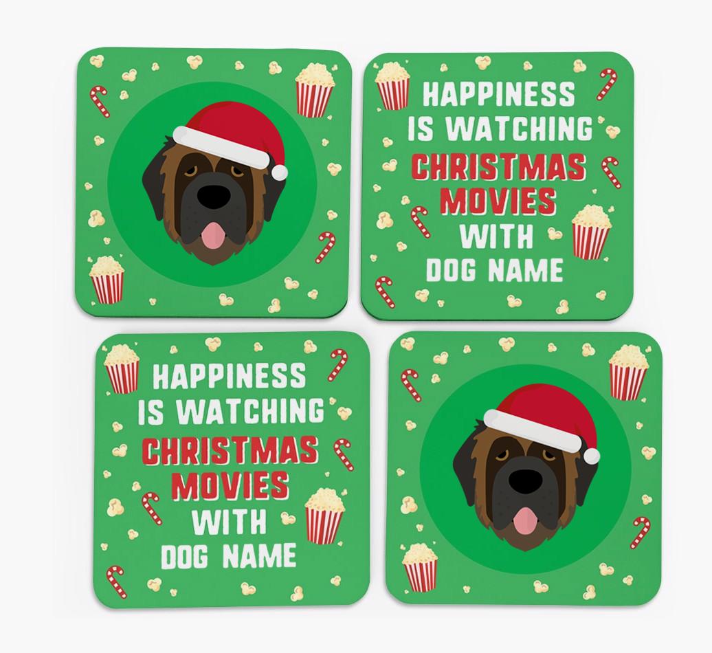 'Christmas Movies with {dogsName}' - Personalised {breedFullName} Coasters