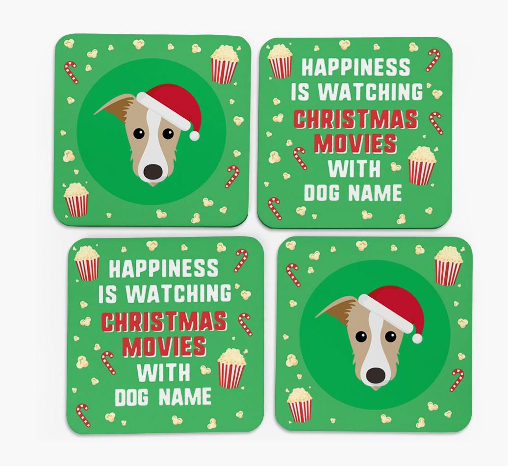 'Christmas Movies with {dogsName}' - Personalised {breedFullName} Coasters