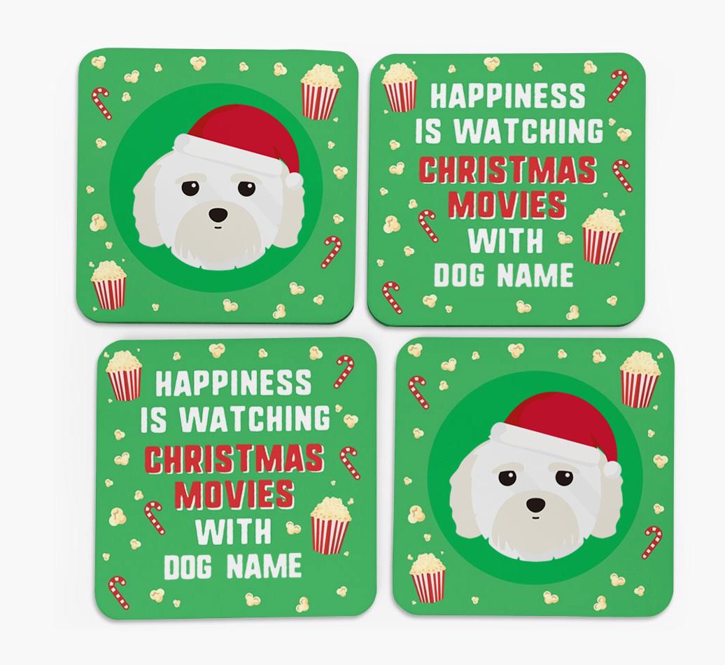 'Christmas Movies with {dogsName}' - Personalised {breedFullName} Coasters