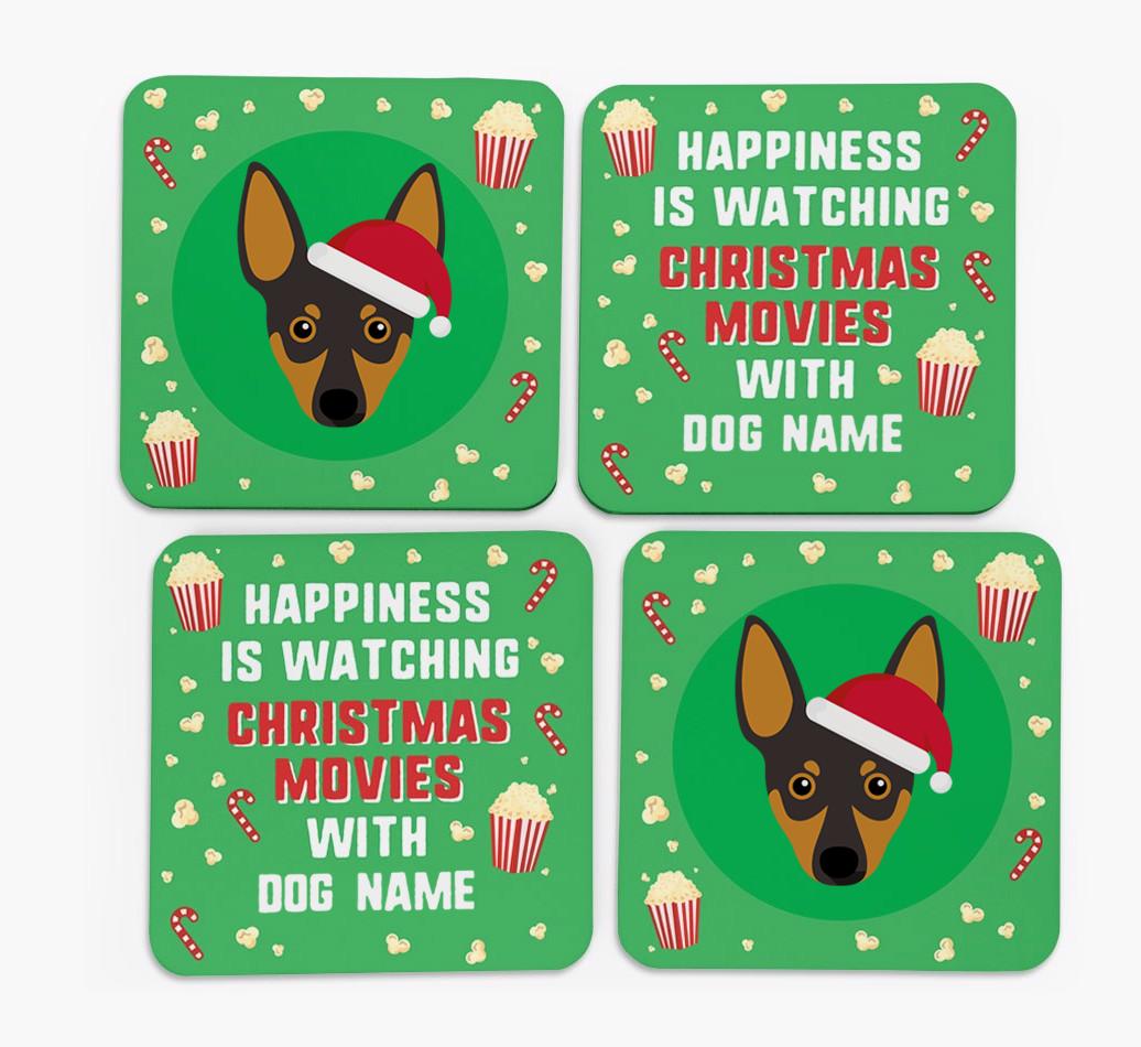 'Christmas Movies with {dogsName}' - Personalised {breedFullName} Coasters