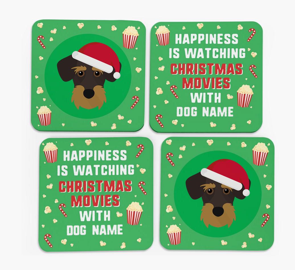 'Christmas Movies with {dogsName}' - Personalised {breedFullName} Coasters