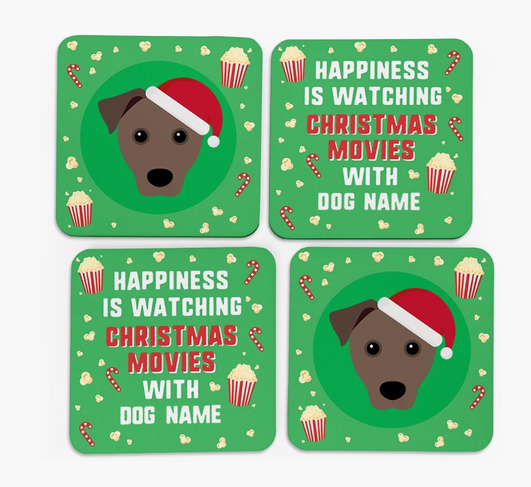 'Christmas Movies with {dogsName}' - Personalised {breedFullName} Coasters
