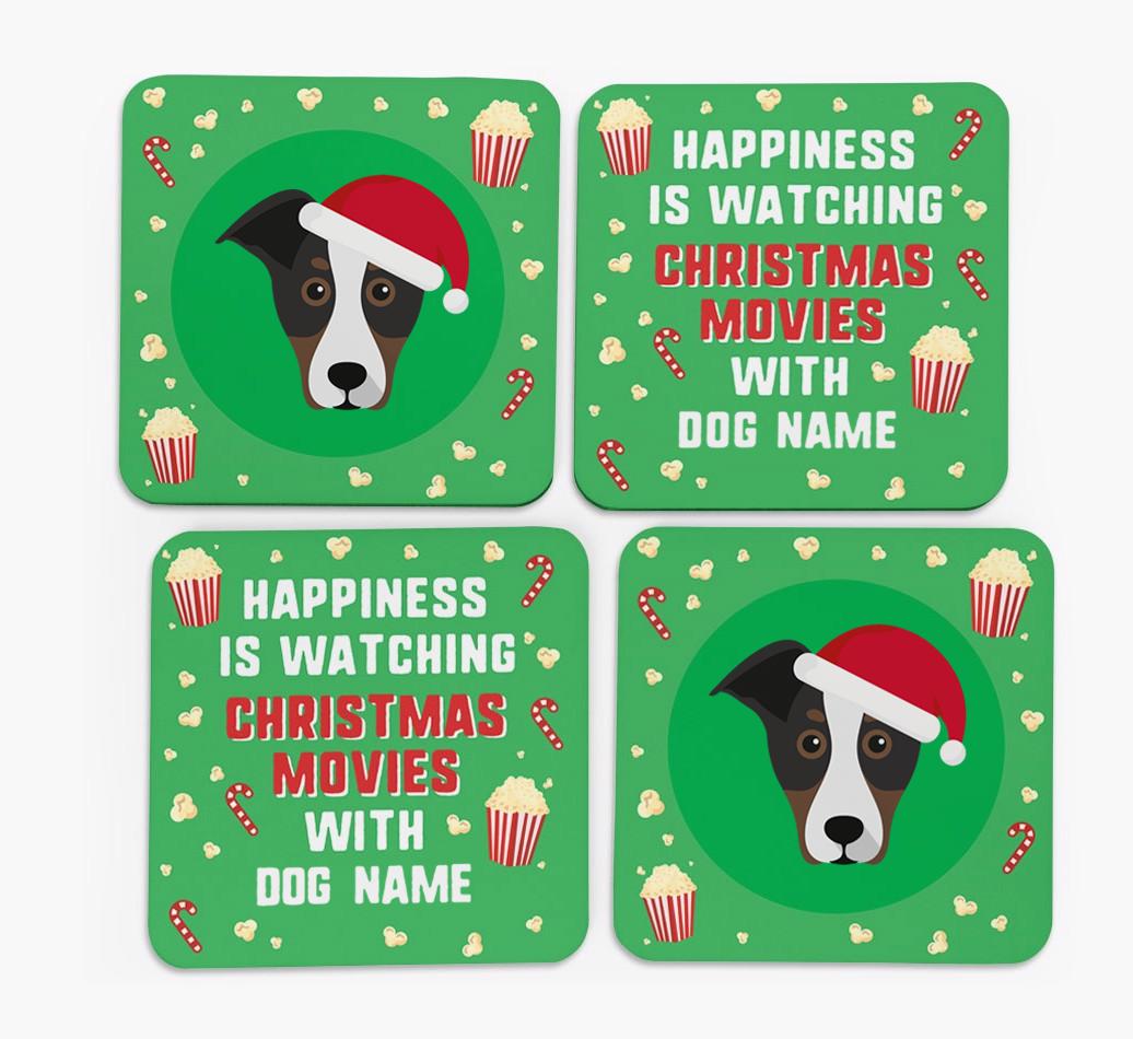 'Christmas Movies with {dogsName}' - Personalised {breedFullName} Coasters