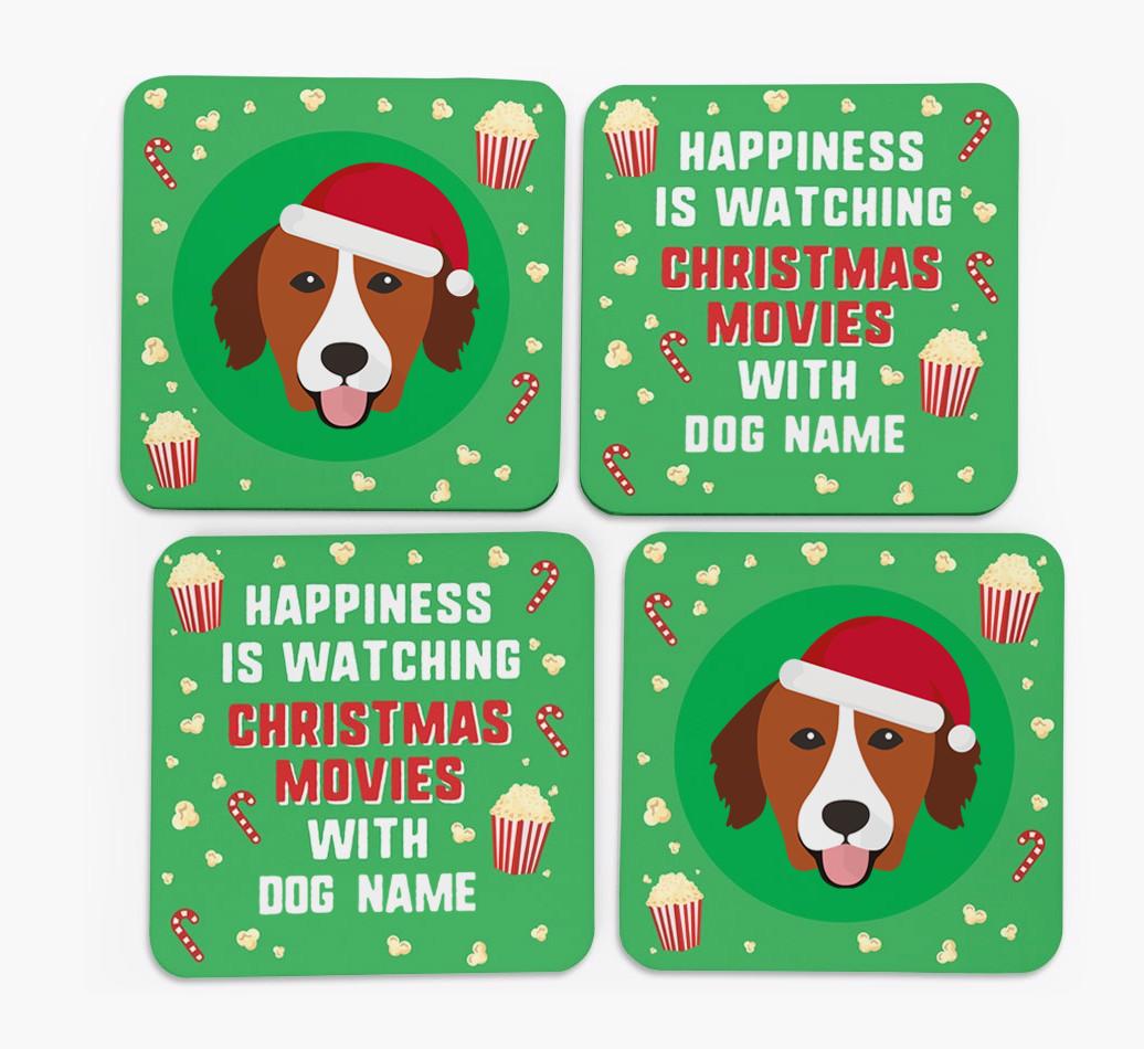 'Christmas Movies with {dogsName}' - Personalised {breedFullName} Coasters