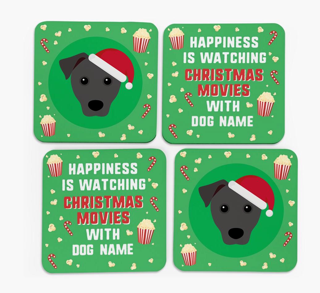 'Christmas Movies with {dogsName}' - Personalised {breedFullName} Coasters