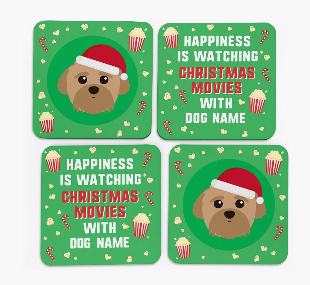 'Christmas Movies with {dogsName}' - Personalised {breedFullName} Coasters