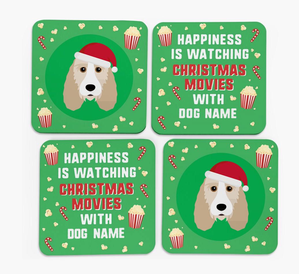 'Christmas Movies with {dogsName}' - Personalised {breedFullName} Coasters
