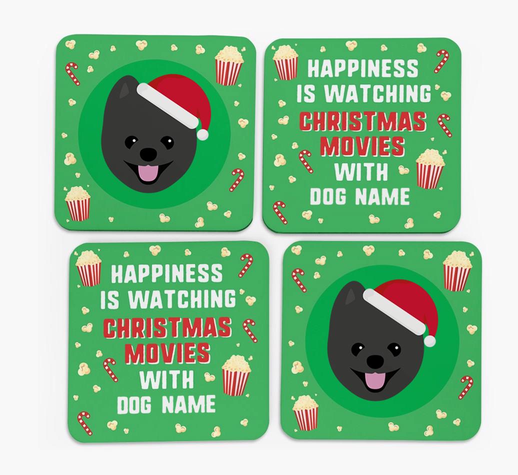 'Christmas Movies with {dogsName}' - Personalised {breedFullName} Coasters