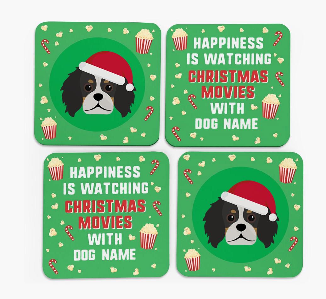 'Christmas Movies with {dogsName}' - Personalised {breedFullName} Coasters
