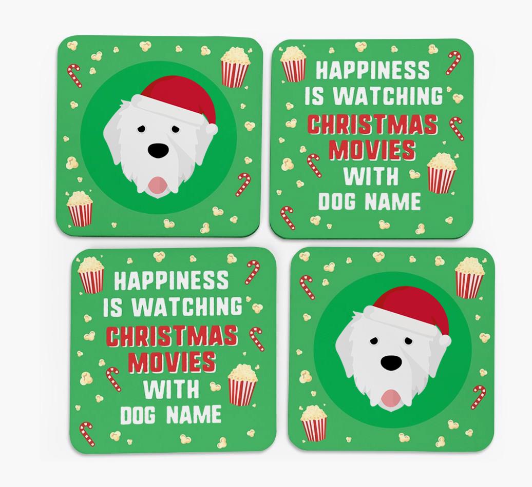 'Christmas Movies with {dogsName}' - Personalised {breedFullName} Coasters