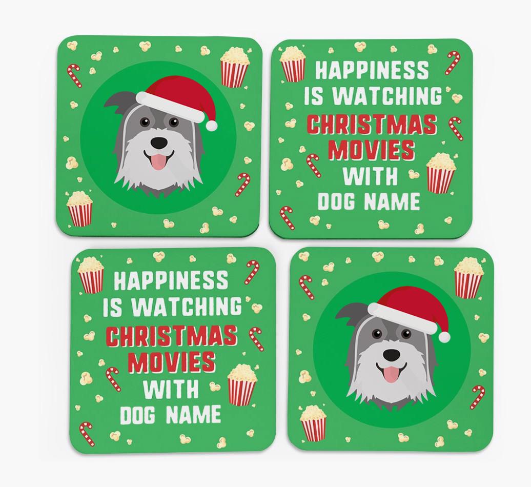 'Christmas Movies with {dogsName}' - Personalised {breedFullName} Coasters