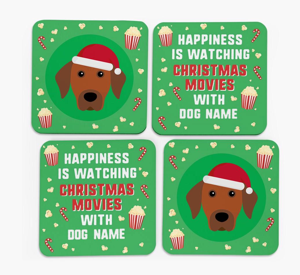 'Christmas Movies with {dogsName}' - Personalised {breedFullName} Coasters