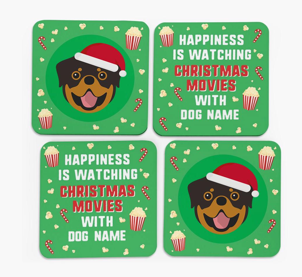 'Christmas Movies with {dogsName}' - Personalised {breedFullName} Coasters