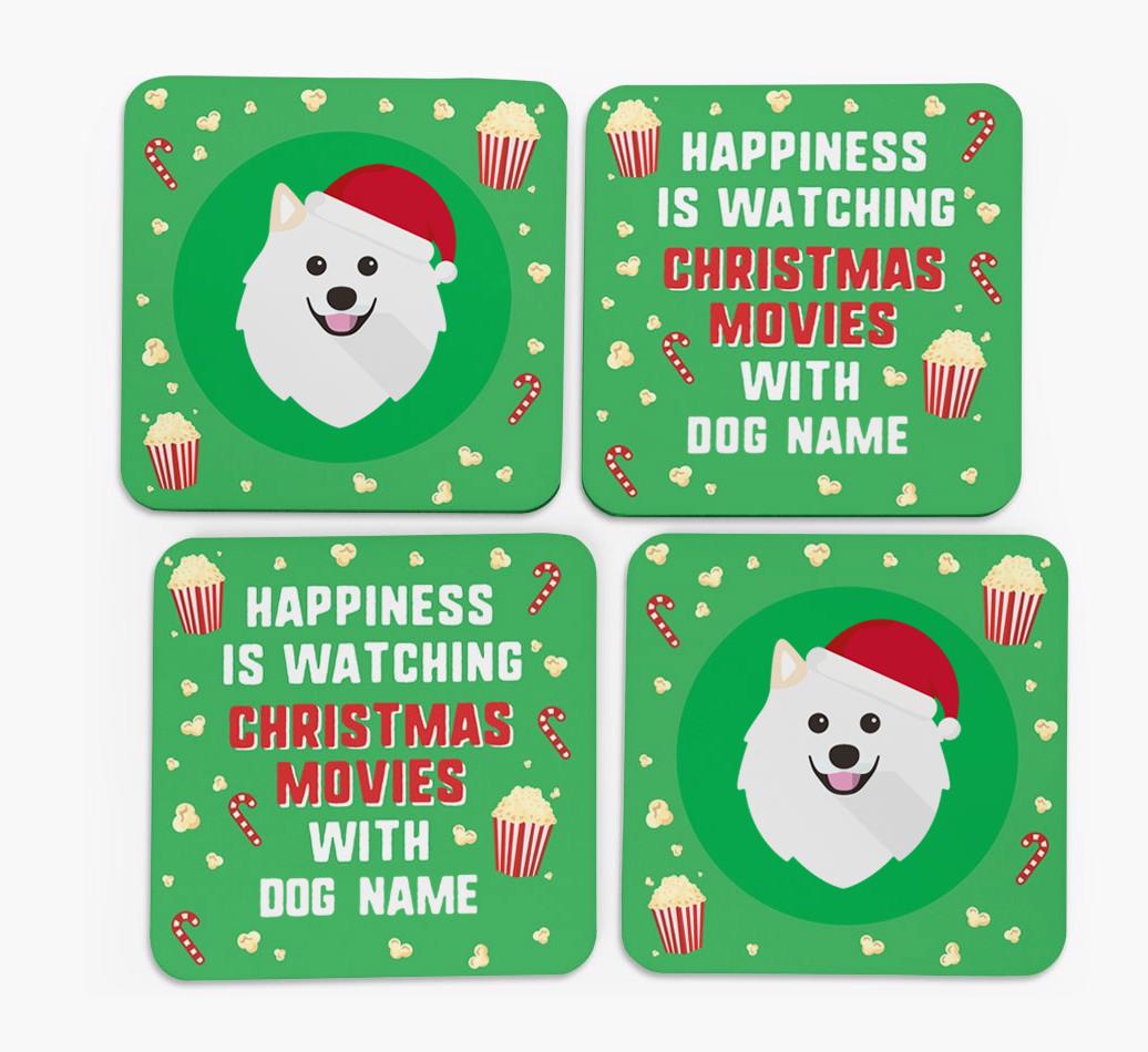 'Christmas Movies with {dogsName}' - Personalised {breedFullName} Coasters