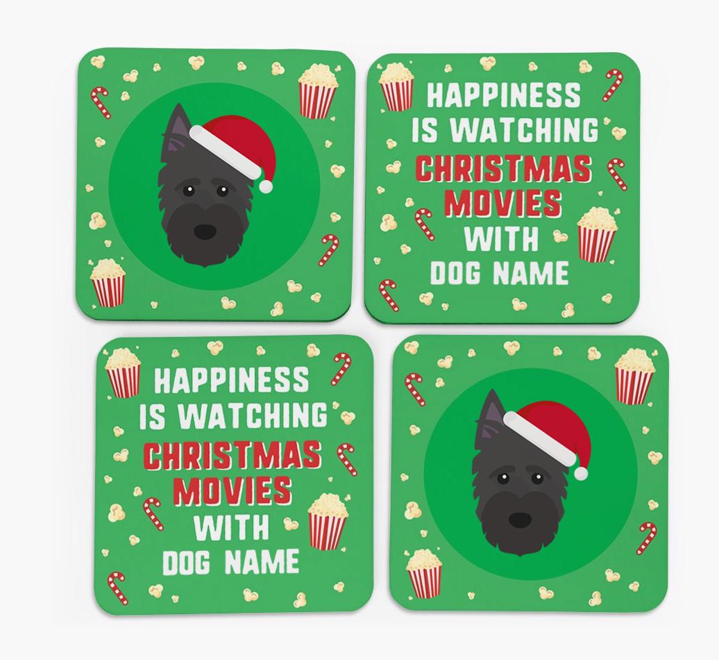 'Christmas Movies with {dogsName}' - Personalised {breedFullName} Coasters