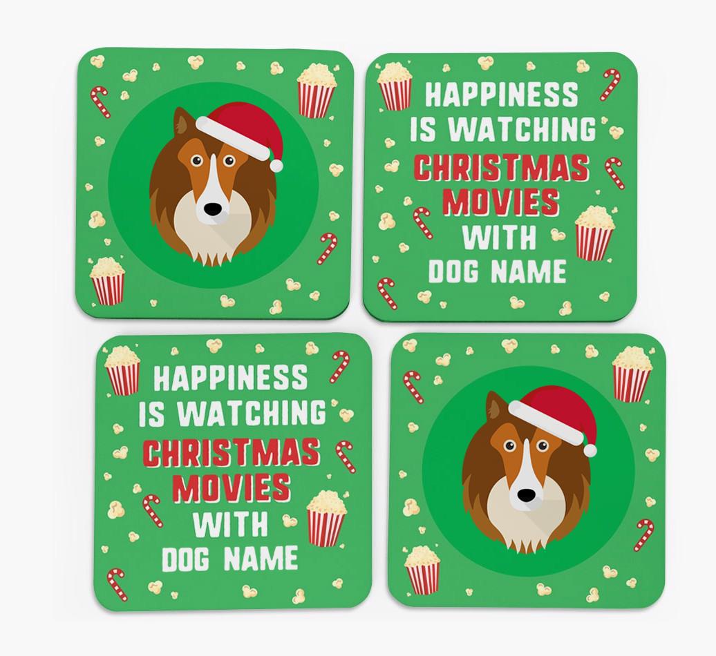 'Christmas Movies with {dogsName}' - Personalised {breedFullName} Coasters