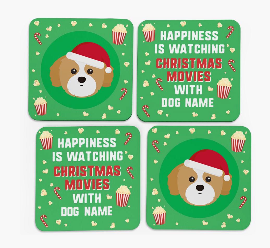 'Christmas Movies with {dogsName}' - Personalised {breedFullName} Coasters