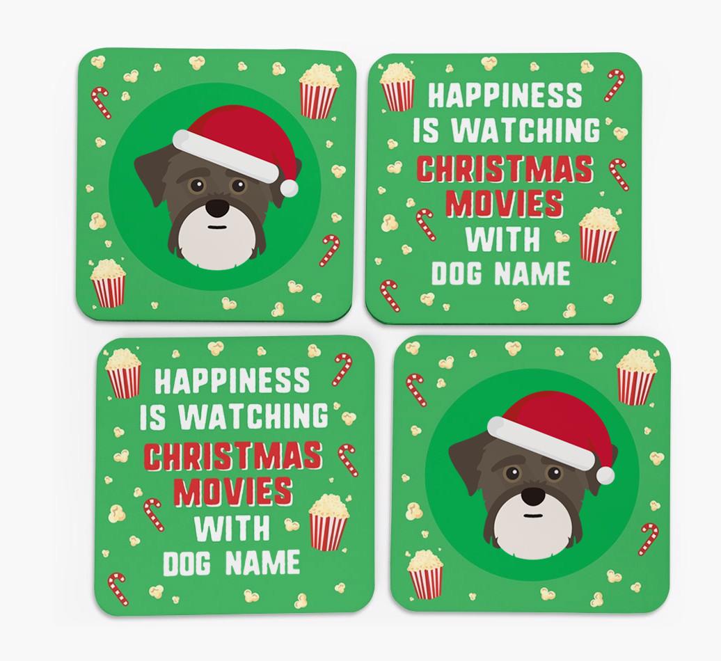 'Christmas Movies with {dogsName}' - Personalised {breedFullName} Coasters