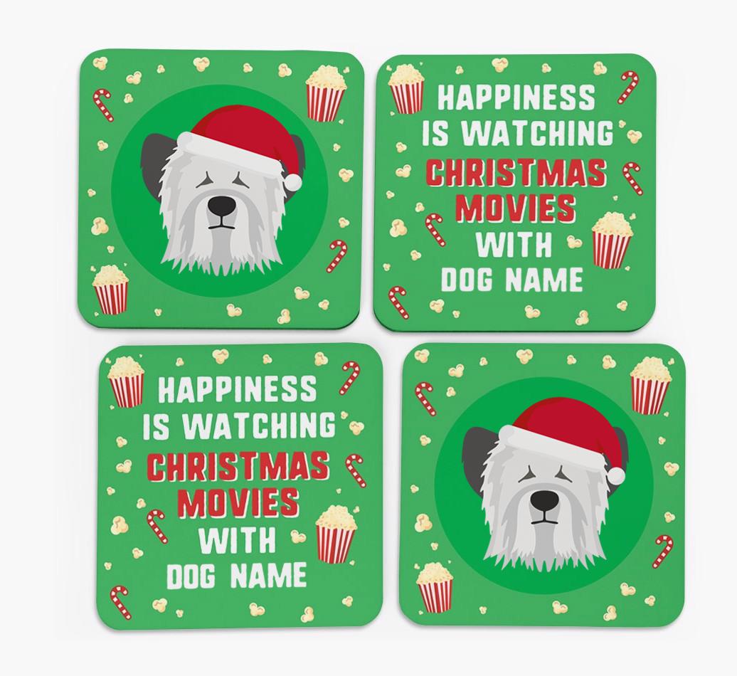 'Christmas Movies with {dogsName}' - Personalised {breedFullName} Coasters
