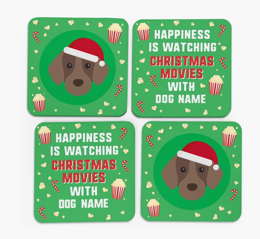 'Christmas Movies with {dogsName}' - Personalised {breedFullName} Coasters