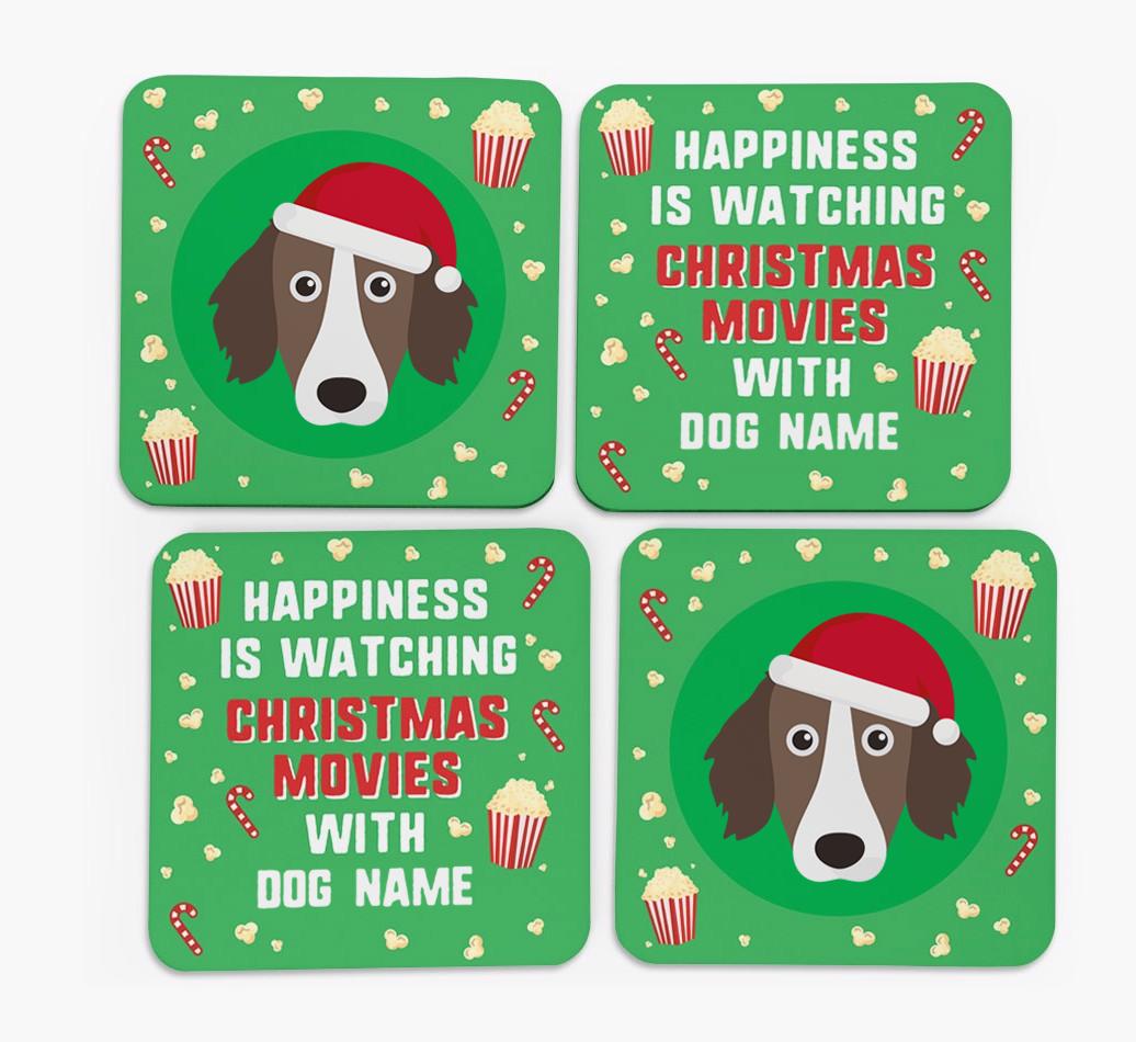 'Christmas Movies with {dogsName}' - Personalised {breedFullName} Coasters
